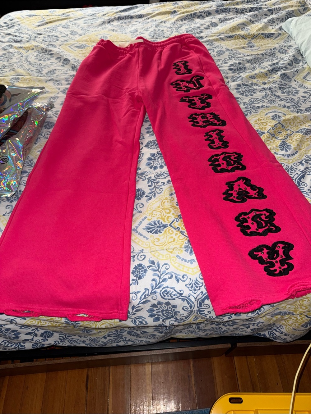 Lost Intricacy Bright Pink Bottoms with Black Graphic Trim
